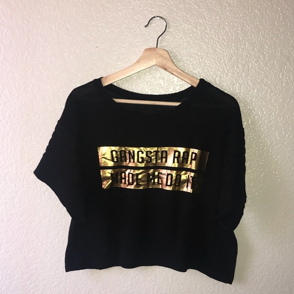 Forever 21 Tops - Black & Gold Metallic Crop Top